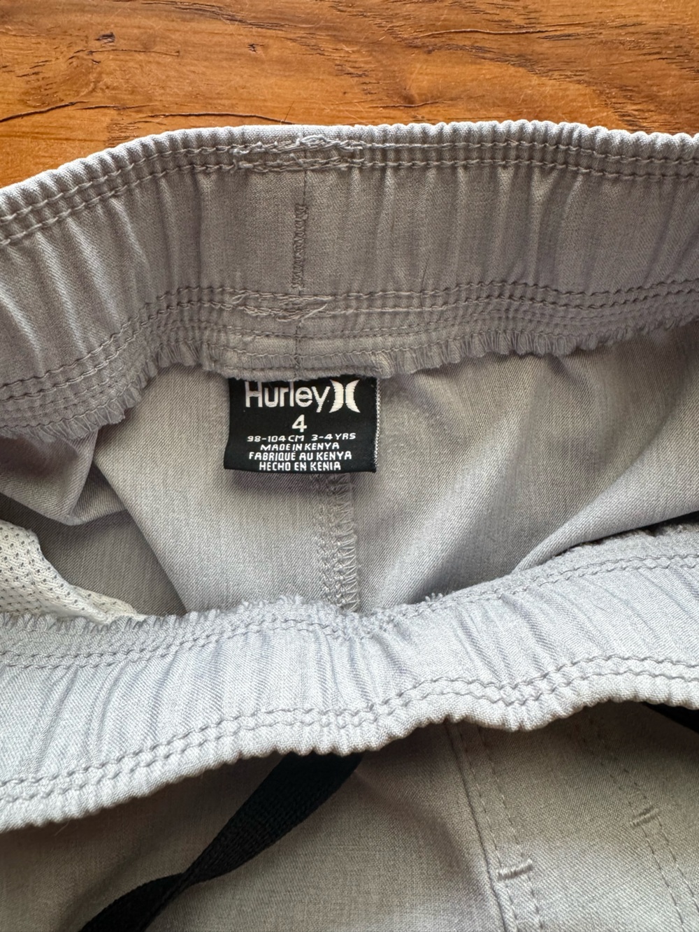 Hurley Light Gray Boy’s Swim/Board Shorts with Black Drawstring - Picture 3 of 3